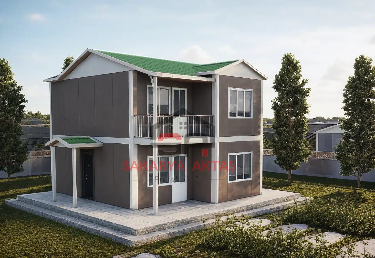 2+1 Çift Katlı Prefabrik Ev 92 m2