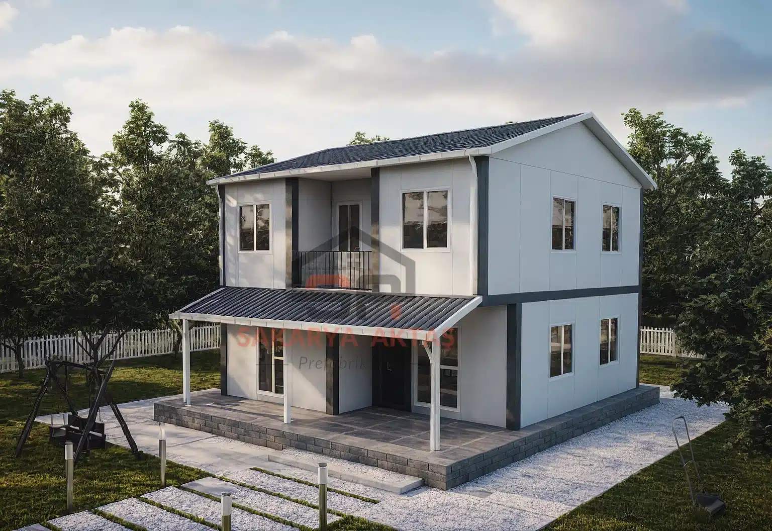 3+1 Çift Katlı Prefabrik Ev 131 m2